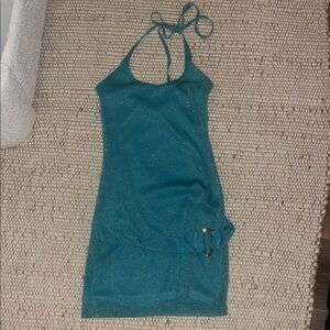Princess Polly Teal Glitter Dress